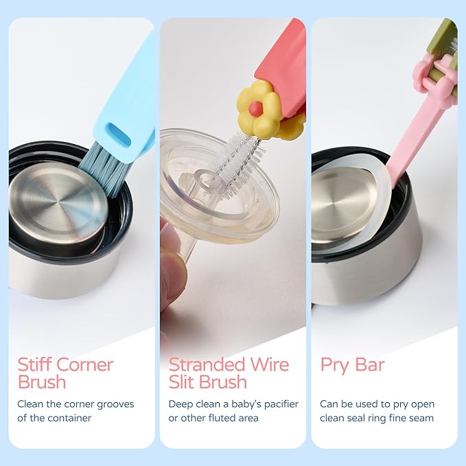 3 in 1 Bottle Gap Cleaning Brush, Portable Crevice Cleaning Brush Set, Suitable - Image 4