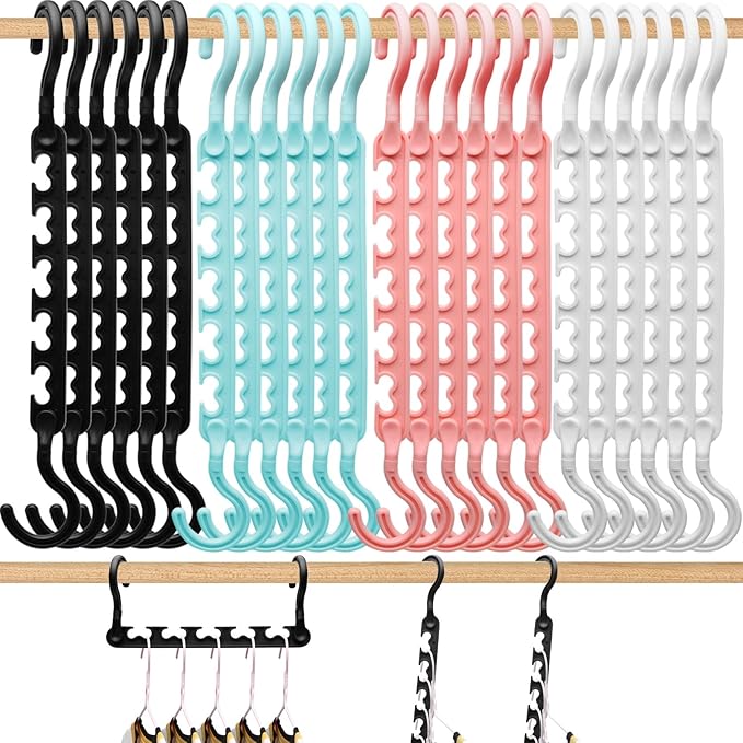 24-Pack-Closet-Organizers-and-Storage, Closet-Organizer-Hangers 5 Holes by HZZILEY