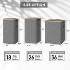 BALEINE Laundry Hamper with Lid, Tall Laundry Baskets with Bamboo Pull Handles - Image 2