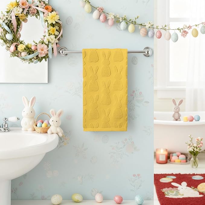 Artoid Mode 1 Pc Yellow 3D Rabbit Jacquard Easter Hand Towels - Image 2