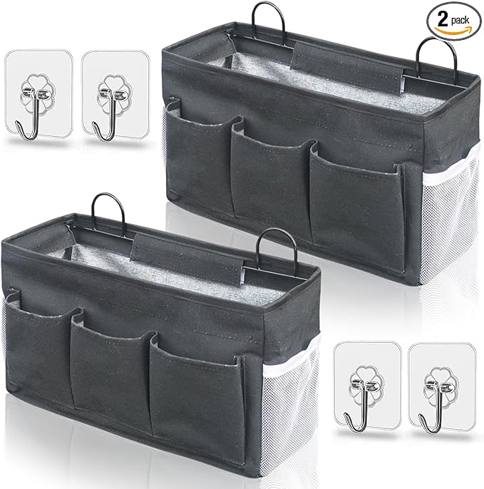 2pcs 3-pockets Large Wall Hanging Organizer Bag, Linen Fabric Door Hanging by KANRICHU