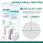 Premium Cotton Rounds for Face, 100% Pure & Natural Facial Cleansing Round Pads - Image 2