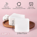 240 Count Large Cotton Pads, Makeup Remover Pads Square Disposable Cotton Soft - Image 2