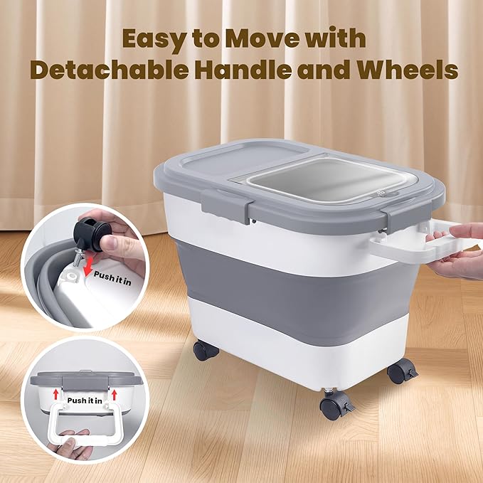 HOYTAMDA 20-30Lbs Rice Container, Collapsible Airtight Food Storage Containers - Image 3