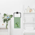 3Pcs Sage Green Gradient Hand Towels Tropical Palm Leaves Embroidered Cotton - Image 6