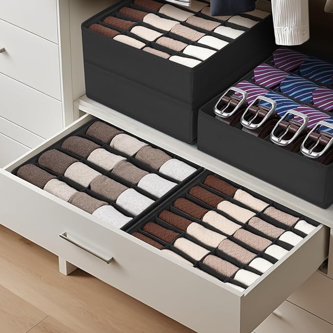 Joyoldelf Sock Drawer Organizer Divider 4 Packs Underwear Organizer, 2 x 24 - Image 4
