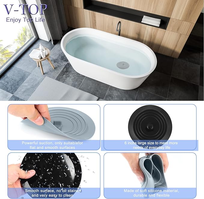 V-TOP Sink Strainer Stopper 4 Pack, Universal Silicone Kitchen Sink Drain - Image 3