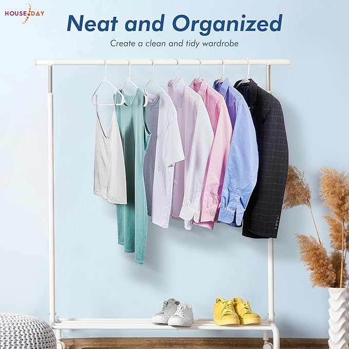 HOUSE DAY White Plastic Hangers 100 Pack, Plastic Clothes Hangers - Image 8