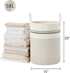 VIPOSCO Large Laundry Hamper, Tall Woven Rope Storage Basket - Image 5
