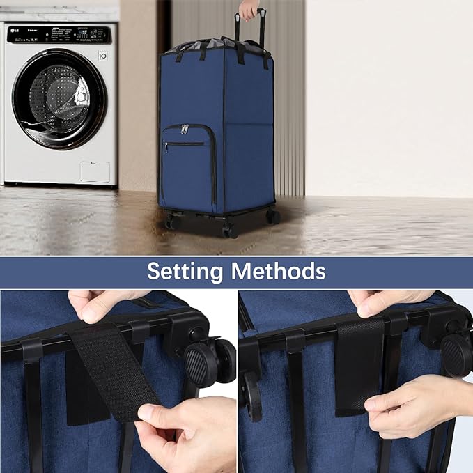 Bukere Extra Large Rolling Laundry Basket - Image 3
