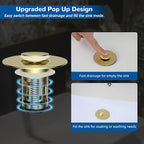 Hibbent Upgraded 3 in 1 Bathroom Sink Drain Strainer, Universal Pop Up Stopper - Image 6