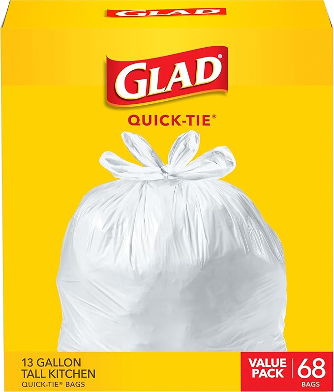 Glad Tall Kitchen Trash Bags 13 Gallon, Unscented Garbage Bags by GladTrashFoodStorage