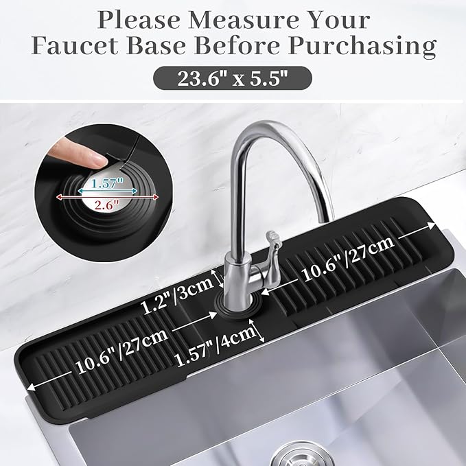 PoYang 24 Inch Faucet Mat for Kitchen Sink Splash Guard Behind Faucet, Sink - Image 2