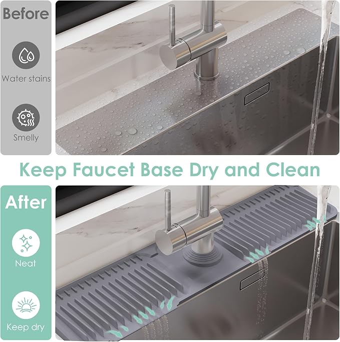 24 Inch Silicone Faucet Mat for Kitchen Sink Splash Guard - Image 3