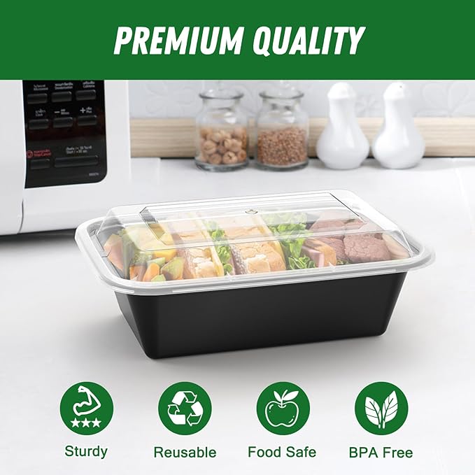 50 Pack 24 oz Meal Prep Containers Reusable - Image 3