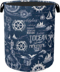 Navy Blue Foldable Laundry Hamper by Gearsly