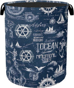 Navy Blue Foldable Laundry Hamper by Gearsly