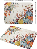 Giwawa Fall Dish Drying Mat for Kitchen Countertop, Watercolor Autumn Teal Blue - Image 2