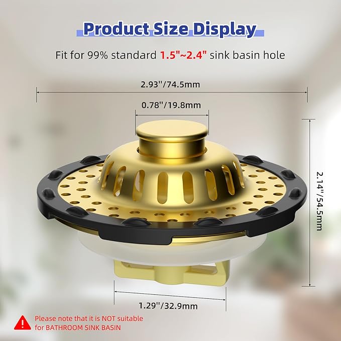 Metal 2 Pack Bathtub Drain Stopper - Image 8