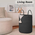 Large Woven Laundry Basket Hamper, 60L Cotton Rope Storage Bin - Image 3