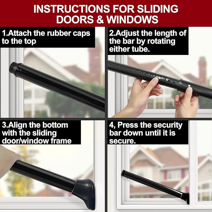 AceMining Upgraded Door Security Bar & Sliding Patio Bar, Heavy Duty Stoppers - Image 9