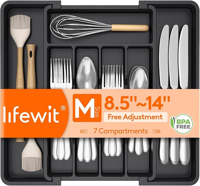 Lifewit Silverware Drawer Organizer, Expandable Utensil Tray by Lifewit
