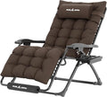 UDPATIO Oversized Zero Gravity Chair 29In XL Patio Reclining Chair with Cushion, Outdoor Folding Recliner with Pillows|Cup Holder|Foot Rest|Padded Headrest, Brown Grey, Support 500LB by UDPATIO