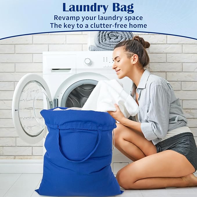 Laundry Bag with Handles & Drawstring Closure 27.6”Wx35"H, Thick Laundry Bag - Image 8