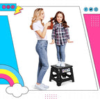 Delxo Folding Step Stool,11 Inch Non-Slip Foldable Step Stools for Kids and Adults,Portable Foldable Step Stool Lightweight Small Folding Stool with Handle for Kitchen Bathroom in Black,1 Pack - Image 8