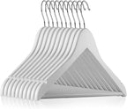 Casafield - 10 White Wooden Suit Hangers - Premium Lotus Wood by Casafield