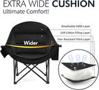 Oversized Camping Chairs for Adults - Heavy Duty Padded Outdoor Folding Lawn XL Camp Chair with Cup Holder Cooler Pockets for Outside Sports Beach Fishing Garden Portable Supports 500lbs, AllBlack - Image 3