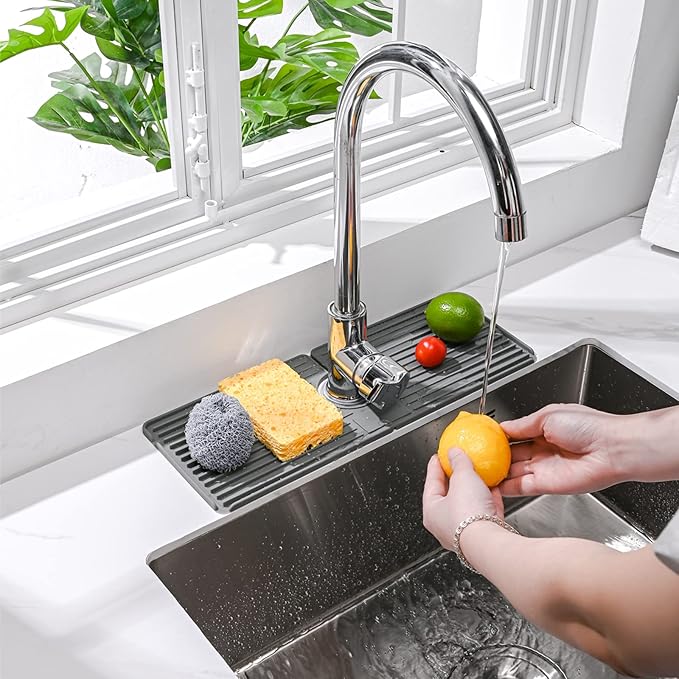 Faucet Mat for Kitchen Sink, Silicone Faucet Handle Drip Catcher Tray, Drying - Image 8