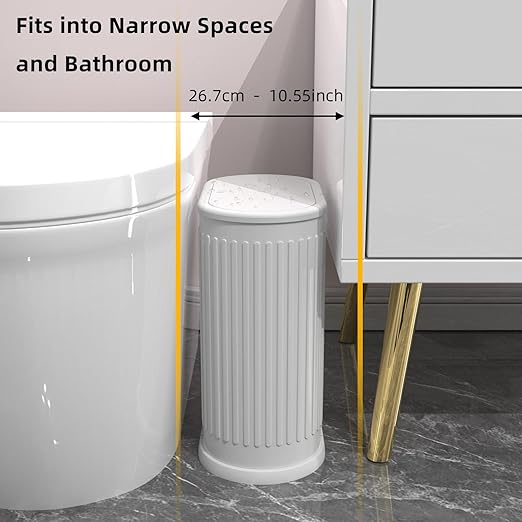 1.8 Gallons Small White Bathroom Trash Can - Image 2