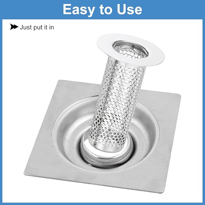 uxcell 4 Pack Shower Drain Strainer, 3.2" x 2" 304 Stainless Steel Floor Drain - Image 5