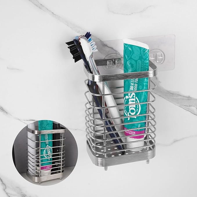 Wall Mount Toothbrush Holder for Bathroom, Stainless Steel Rustproof Toothbrush - Image 7