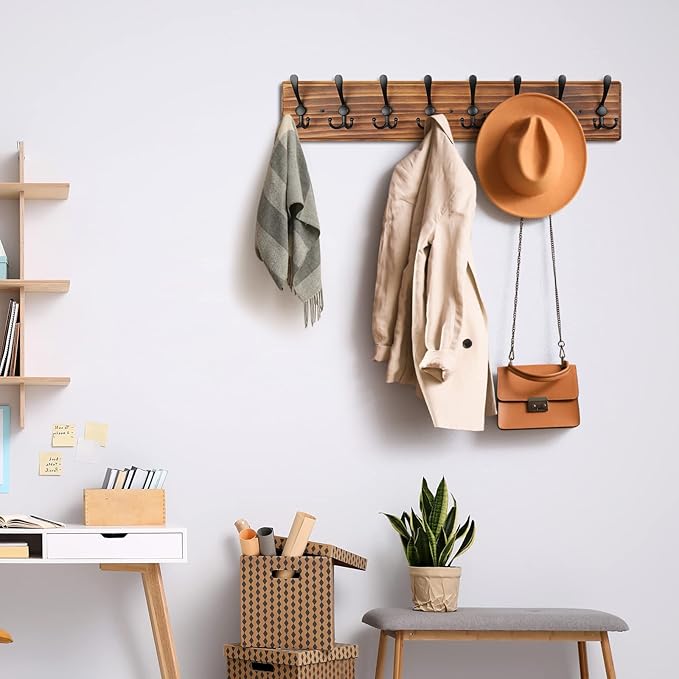 Coat Rack Wall Mount, Wooden Heavy Duty Coat Rack - Image 5