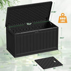 Devoko 160 Gallon Double-Wall Deck Box with Divider, Side Handles, HDPE Outdoor Large Storage Box Waterproof and Lockable for Patio Furniture, Garden, Pool (Black, 160 Gallon) - Image 8
