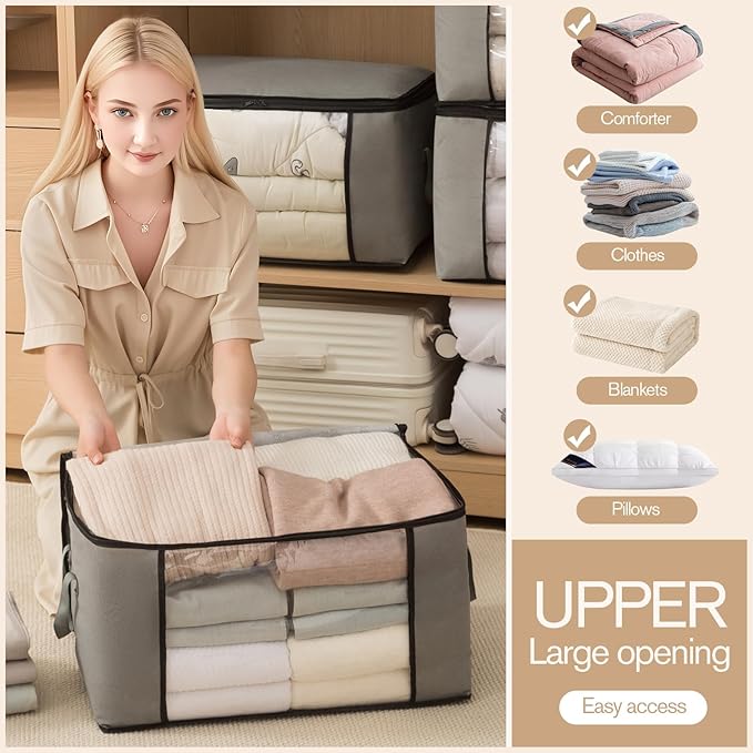Large Storage Bags, Clothes Storage Bins Foldable Closet Organizers Storage - Image 2