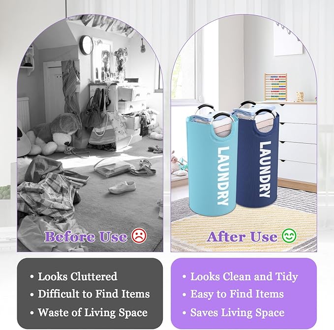 2Pcs Foldable Laundry Basket - Image 3