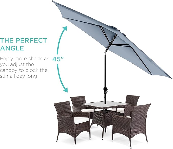 Best Choice Products 10ft Outdoor Table Compatible Steel Polyester Market Patio Umbrella w/Crank and Easy Push Button Tilt - Image 2