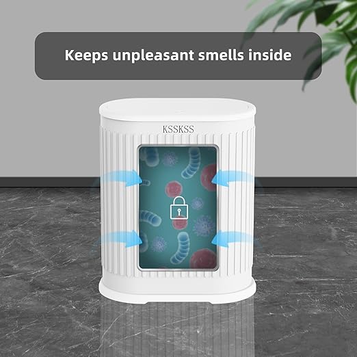 1.8 Gallons Small White Bathroom Trash Can - Image 7