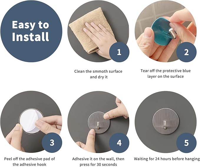 Adhesive Hooks Heavy Duty Waterproof in Shower Hooks - Image 7