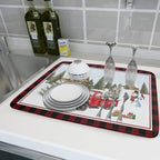 Giwawa Christmas Truck Dish Drying Mat 18x24 inch Large Winter Snowman Xmas - Image 6