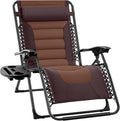 Best Choice Products Oversized Padded Zero Gravity Chair, Folding Outdoor Patio Recliner, XL Anti Gravity Lounger for Backyard w/Headrest, Cup Holder, Side Tray, Polyester Mesh - Espresso/Brown by BestChoiceProducts