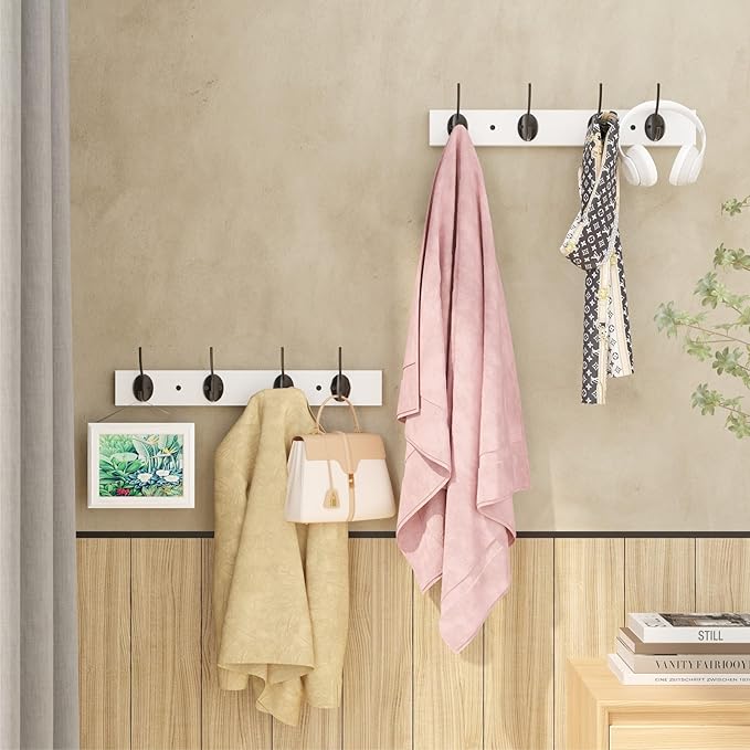 Coat Hooks Wall Mounted, Wooden Hat Rack - Image 3