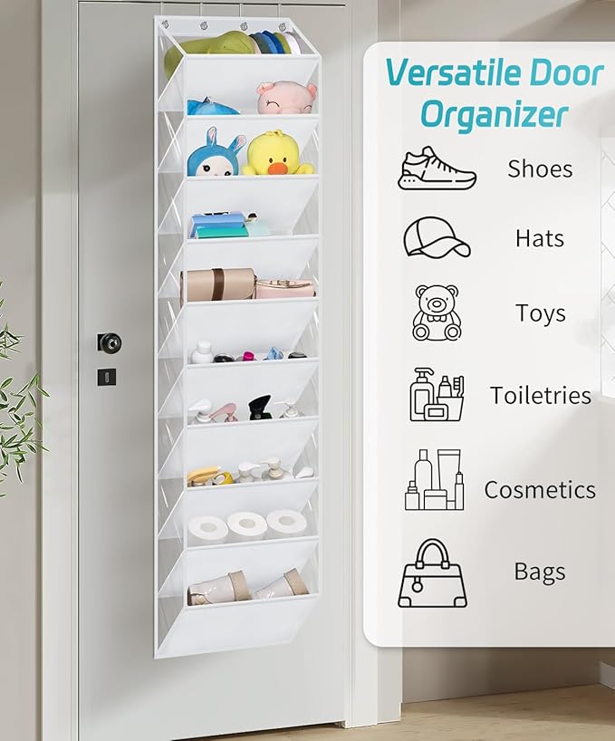 AOODA 10 Tier Clear Over the Door Shoe Organizer Storage, Deep Pockets Large - Image 7
