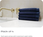 Luxury Silver-Infused Navy Blue Washcloths 4-Pack Set, 12.9"x12.9" - Image 7