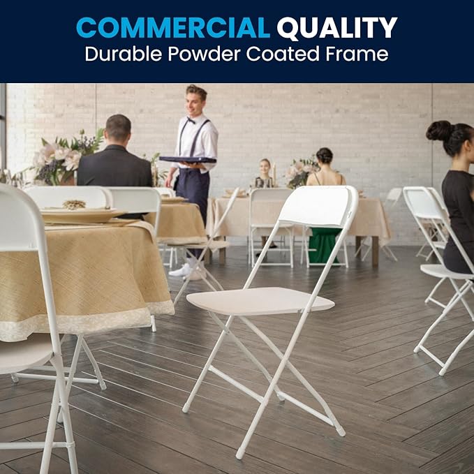 Flash Furniture Hercules Series Plastic Folding Chair - White - 650LB Weight Capacity Comfortable Event Chair - Lightweight Folding Chair - Image 7