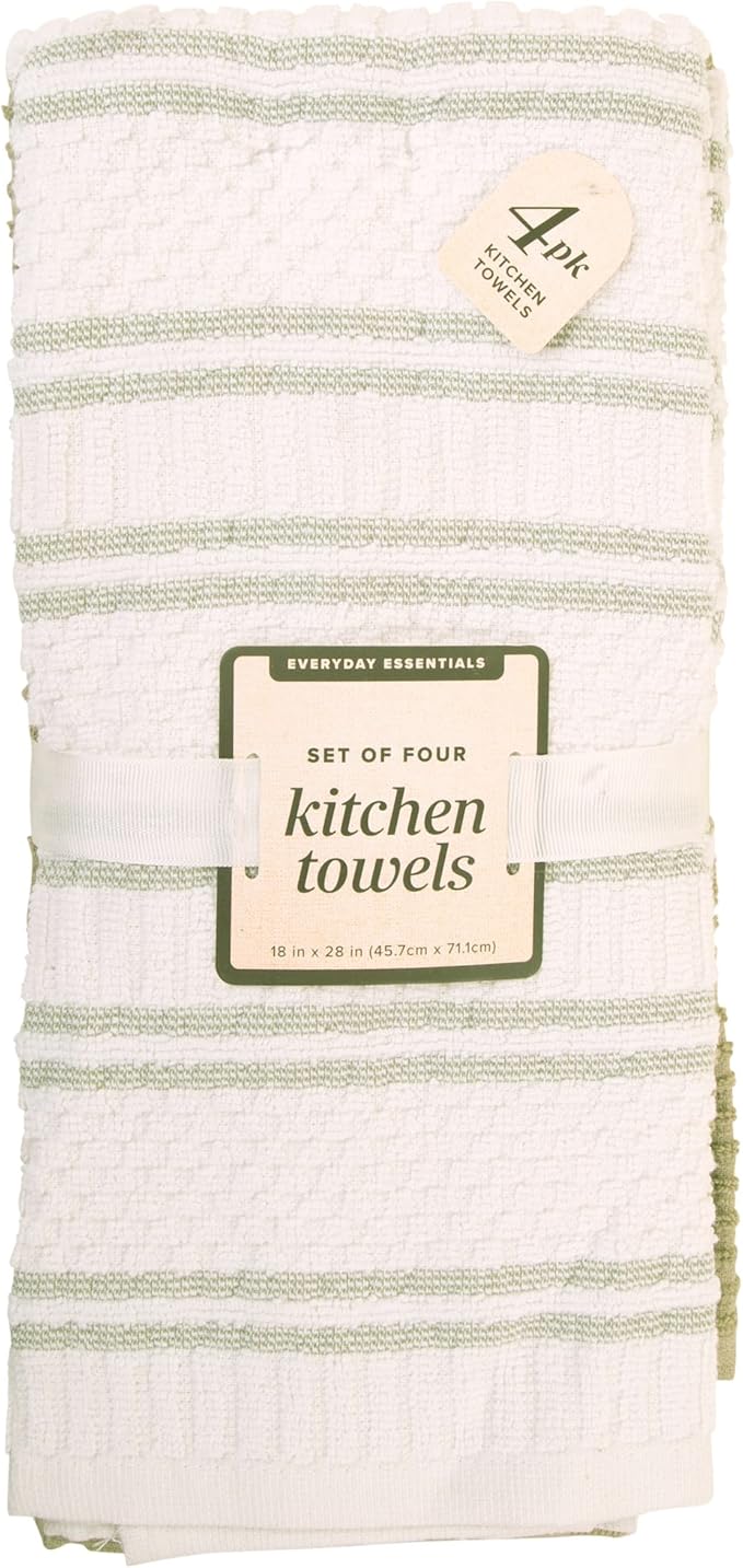 MosJos Kitchen Towels, Cotton Hand Towels, Sage Green and Cream Ribbed - Image 9