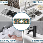 Colorful Flower Sink Splash Guard Faucet Mat Flowers Leaves Super Absorbent - Image 7